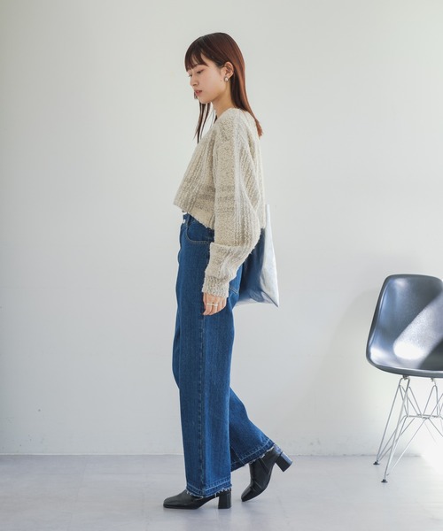 Kastane（カスタネ）の「【ウール混】ビーンズニットカーディガン（カーディガン/ボレロ・レディース・アイボリー/グレー・FREE）」の10枚目の写真