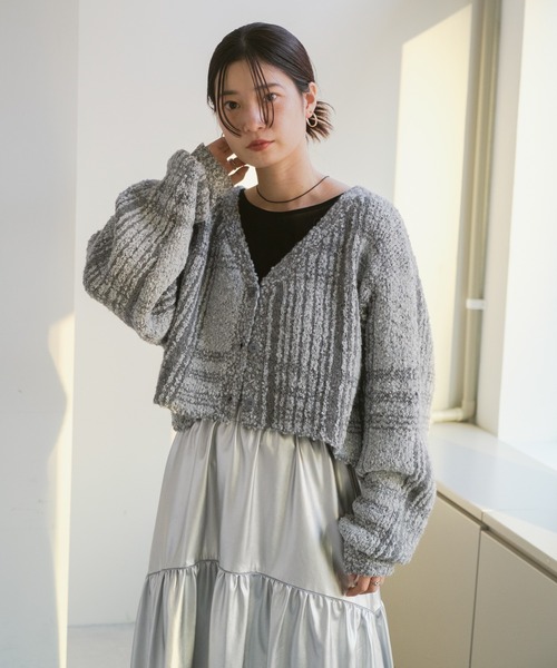 Kastane（カスタネ）の「【ウール混】ビーンズニットカーディガン（カーディガン/ボレロ・レディース・アイボリー/グレー・FREE）」の15枚目の写真