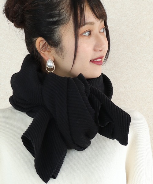 プリーツ大判ストールマフラー（マフラー）｜QUEENHEAD（クイーン
