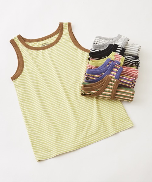 CUBE SUGAR（キューブシュガー）の「SZ天竺カットソーボーダータンクトップ（タンクトップ・レディース・イエロー/ブルー系その他/ピンク/ブラック/ブラウン系その他/トップグレー・M）」の5枚目の写真