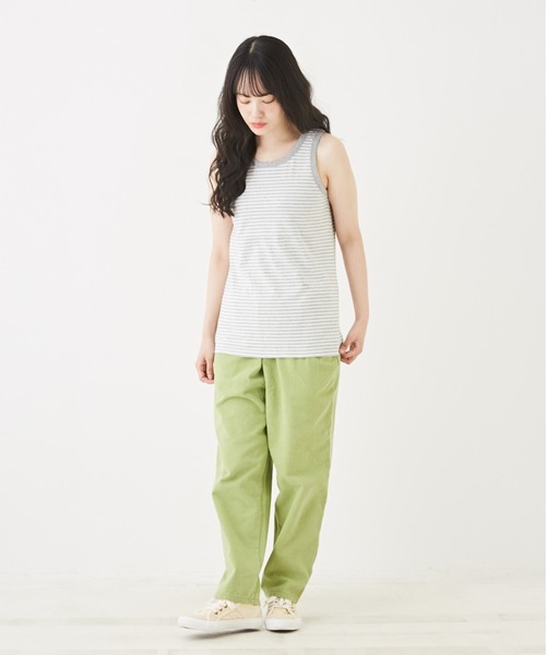 CUBE SUGAR（キューブシュガー）の「SZ天竺カットソーボーダータンクトップ（タンクトップ・レディース・イエロー/ブルー系その他/ピンク/ブラック/ブラウン系その他/トップグレー・M）」の7枚目の写真