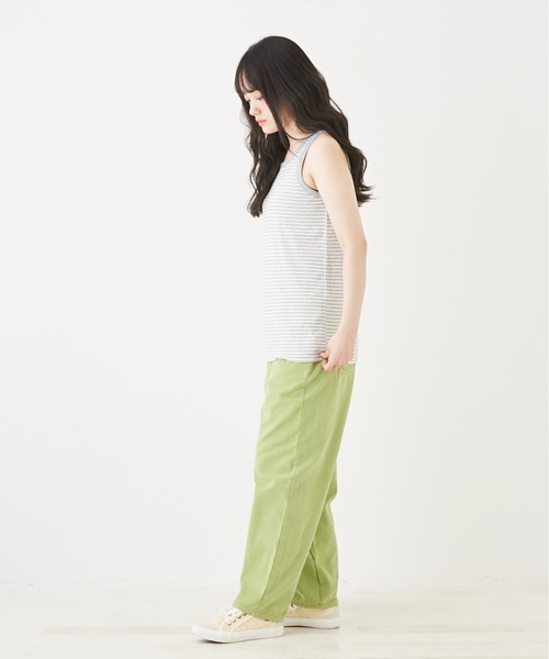 CUBE SUGAR（キューブシュガー）の「SZ天竺カットソーボーダータンクトップ（タンクトップ・レディース・イエロー/ブルー系その他/ピンク/ブラック/ブラウン系その他/トップグレー・M）」の8枚目の写真