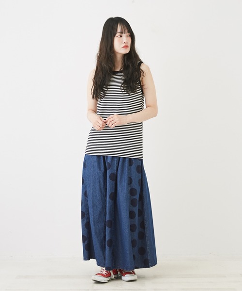 CUBE SUGAR（キューブシュガー）の「SZ天竺カットソーボーダータンクトップ（タンクトップ・レディース・イエロー/ブルー系その他/ピンク/ブラック/ブラウン系その他/トップグレー・M）」の11枚目の写真