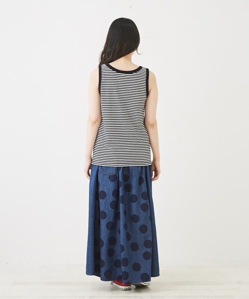 CUBE SUGAR（キューブシュガー）の「SZ天竺カットソーボーダータンクトップ（タンクトップ・レディース・イエロー/ブルー系その他/ピンク/ブラック/ブラウン系その他/トップグレー・M）」の13枚目の写真