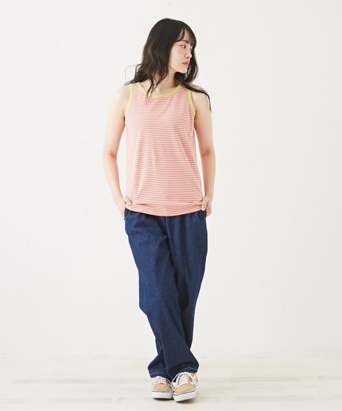 CUBE SUGAR（キューブシュガー）の「SZ天竺カットソーボーダータンクトップ（タンクトップ・レディース・イエロー/ブルー系その他/ピンク/ブラック/ブラウン系その他/トップグレー・M）」の20枚目の写真