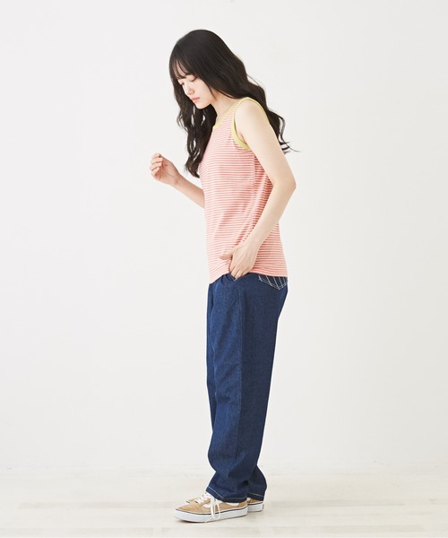 CUBE SUGAR（キューブシュガー）の「SZ天竺カットソーボーダータンクトップ（タンクトップ・レディース・イエロー/ブルー系その他/ピンク/ブラック/ブラウン系その他/トップグレー・M）」の21枚目の写真