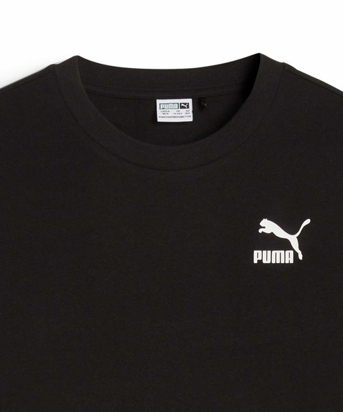 SALE！PUMA(プーマー) ロゴモチーフ サイドスリットTシャツ PUMA - プーマ Tシャツ ビッグロゴ センターロゴ 腕ロゴ L
