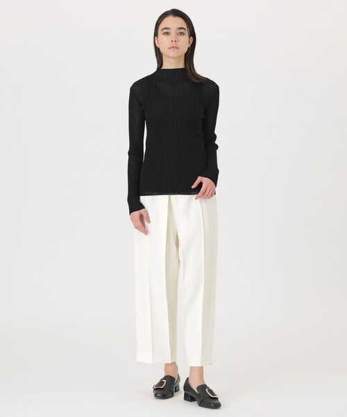 CAST:（キャストコロン）の「【着回し抜群】シアーニットタートル（ニット/セーター・レディース・グリーン/ブラック/オフホワイト・M）」の7枚目の写真