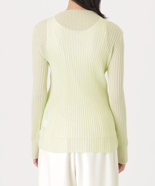 CAST:（キャストコロン）の「【着回し抜群】シアーニットタートル（ニット/セーター・レディース・グリーン/ブラック/オフホワイト・M）」の13枚目の写真