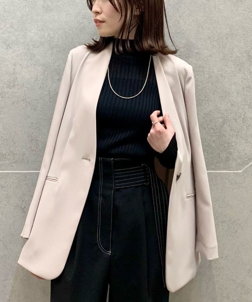 CAST:（キャストコロン）の「【着回し抜群】シアーニットタートル（ニット/セーター・レディース・グリーン/ブラック/オフホワイト・M）」の18枚目の写真