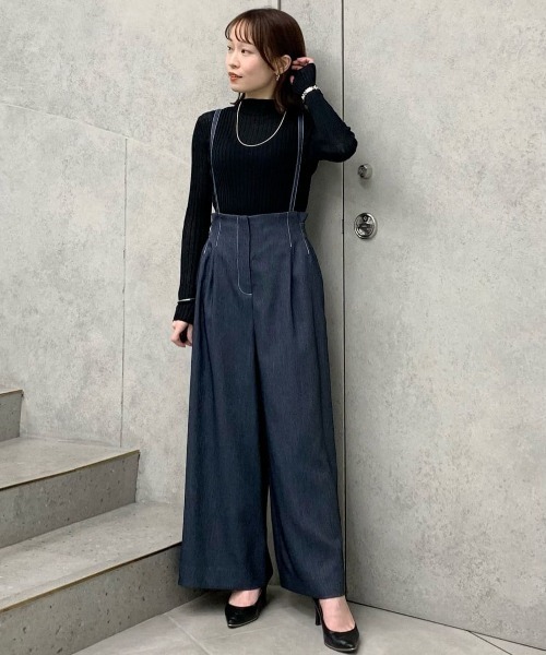 CAST:（キャストコロン）の「【着回し抜群】シアーニットタートル（ニット/セーター・レディース・グリーン/ブラック/オフホワイト・M）」の17枚目の写真