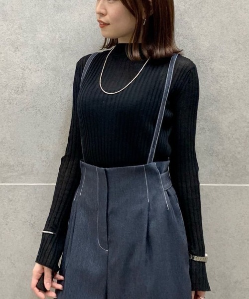 CAST:（キャストコロン）の「【着回し抜群】シアーニットタートル（ニット/セーター・レディース・グリーン/ブラック/オフホワイト・M）」の22枚目の写真