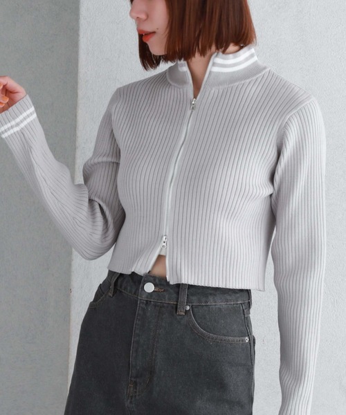 archives(アルシーヴ)の「ラインWzipリブニット(ニット/セーター・レディース・グレー/ブラック/アイボリー・MEDIUM)」の13枚目の写真