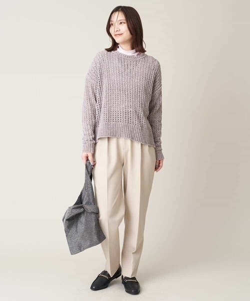 a.v.v（アーヴェヴェ）の「【イージーケア/ストレッチ】ボックスタックテーパードパンツ（その他パンツ・レディース・ベージュ/ネイビー・40/36/38/34/42）」の8枚目の写真