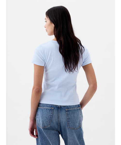 GAP(ギャップ)の「リブ GAPロゴTシャツ(Tシャツ/カットソー・レディース・イエロー/ホワイト/ブラック/ブルー/ピンク/ブルー系その他・S/L/M/XL/XXS/XS)」の7枚目の写真