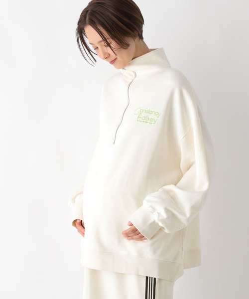 LEPSIM(レプシィム)の「【産前・産後対応】マタニティ/ハーフZIPロゴ裏毛プルオーバー 992058(マタニティウェア/グッズ・レディース・オフホワイト/ネイビー/アイボリー・FREE)」の1枚目の写真