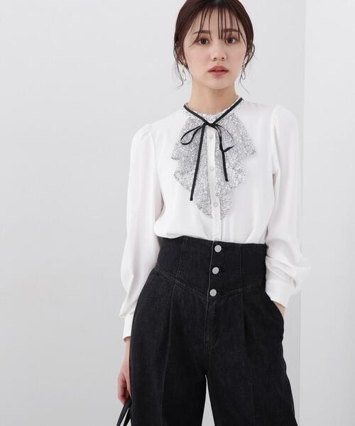 PROPORTION BODY DRESSING（プロポーションボディドレッシング）の「レースディティールブラウス / 1214110201（シャツ/ブラウス・レディース・グレー/ブルー/ホワイト系その他・SMALL/MEDIUM）」の2枚目の写真