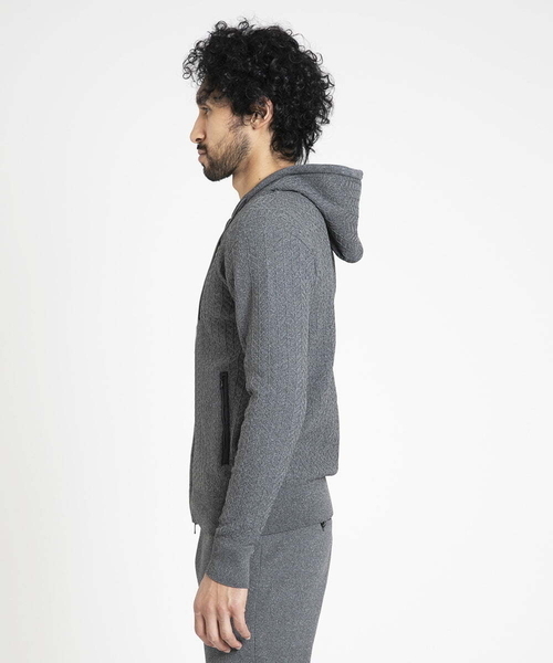 MICHEL KLEIN HOMME   （ミッシェルクランオム）の「【2024年モデル】ニットZIPアップパーカー セットアップ（パーカー・メンズ・ブラック/ダークグレー・MEDIUM/LARGE/X-LARGE）」の7枚目の写真