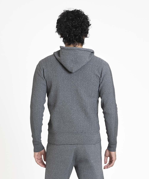 MICHEL KLEIN HOMME   （ミッシェルクランオム）の「【2024年モデル】ニットZIPアップパーカー セットアップ（パーカー・メンズ・ブラック/ダークグレー・MEDIUM/LARGE/X-LARGE）」の8枚目の写真