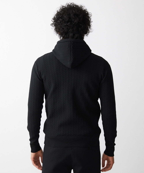 MICHEL KLEIN HOMME   （ミッシェルクランオム）の「【2024年モデル】ニットZIPアップパーカー セットアップ（パーカー・メンズ・ブラック/ダークグレー・MEDIUM/LARGE/X-LARGE）」の14枚目の写真