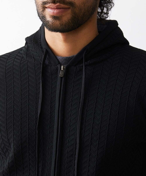 MICHEL KLEIN HOMME   （ミッシェルクランオム）の「【2024年モデル】ニットZIPアップパーカー セットアップ（パーカー・メンズ・ブラック/ダークグレー・MEDIUM/LARGE/X-LARGE）」の15枚目の写真