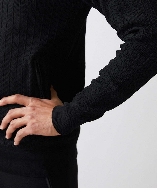 MICHEL KLEIN HOMME   （ミッシェルクランオム）の「【2024年モデル】ニットZIPアップパーカー セットアップ（パーカー・メンズ・ブラック/ダークグレー・MEDIUM/LARGE/X-LARGE）」の16枚目の写真