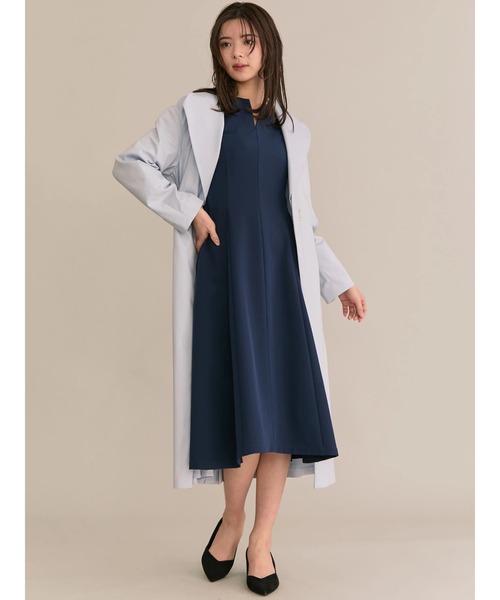 TONAL(トーナル)の「ビックラペル2WAYロングコート(ノーカラーコート・レディース・ベージュ/サックスブルー/モカ/ピンク・36/38)」の5枚目の写真