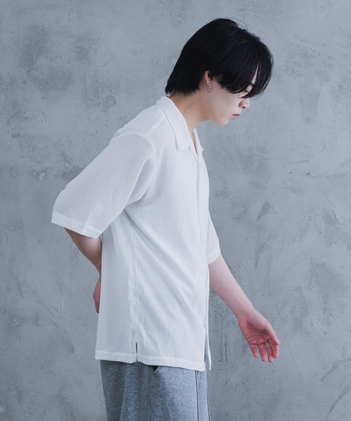 AROUND FLAVA（アラウンドフラバ）の「oversized heart sheer shirt / オーバーサイズ ハート シアーシャツ（シャツ/ブラウス・メンズ・ホワイト/ブラック・SMALL/MEDIUM/LARGE）」の6枚目の写真