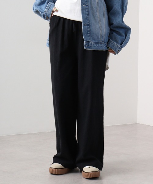 A.N.L(エーエヌエル レーベル)の「A.N.L 麻風コットンワイドパンツ(その他パンツ・レディース・ブラック/ブルー/ブラウン/レッド/ベージュ・38)」の2枚目の写真