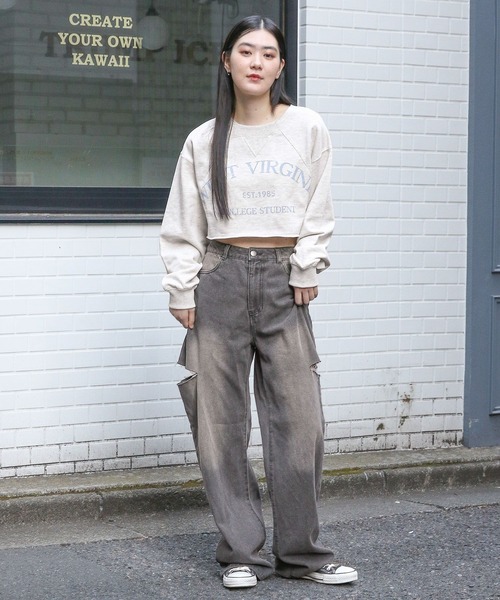 3.3 Field Trip (3.3フィールドトリップ)の「3.3 Field Trip/ロゴタンタケプルオーバー(ウラケ) 2107697(Tシャツ/カットソー・レディース・ライトグレー/グレー/ネイビー・FREE)」の4枚目の写真