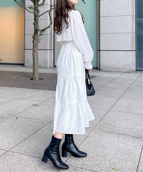 美品　セルフポートレイト　ティアード　スパンコール　ビジュー　フレア　ワンピース フェイクポケット付きパールビジュー飾り釦スパンコールツイードミニ