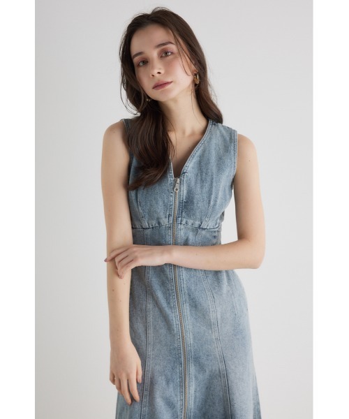 rienda リエンダ (限定 )ベルト付きデニムタイトワンピース M 美品