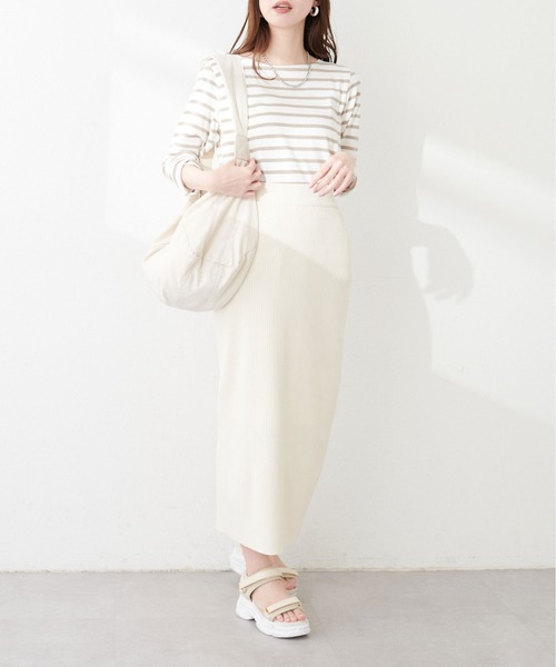 natural couture（ナチュラルクチュール）の「便利なベーシックボーダーT（Tシャツ/カットソー・レディース・ブラック/ベージュ/サックスブルー/ピンク/ブルー・FREE）」の14枚目の写真