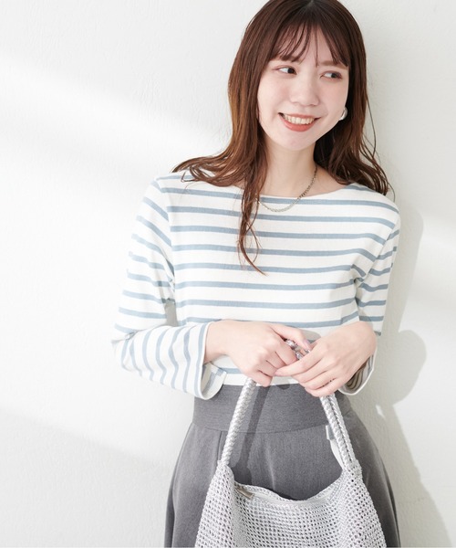 natural couture（ナチュラルクチュール）の「便利なベーシックボーダーT（Tシャツ/カットソー・レディース・ブラック/ベージュ/サックスブルー/ピンク/ブルー・FREE）」の18枚目の写真