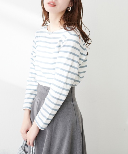 natural couture（ナチュラルクチュール）の「便利なベーシックボーダーT（Tシャツ/カットソー・レディース・ブラック/ベージュ/サックスブルー/ピンク/ブルー・FREE）」の17枚目の写真