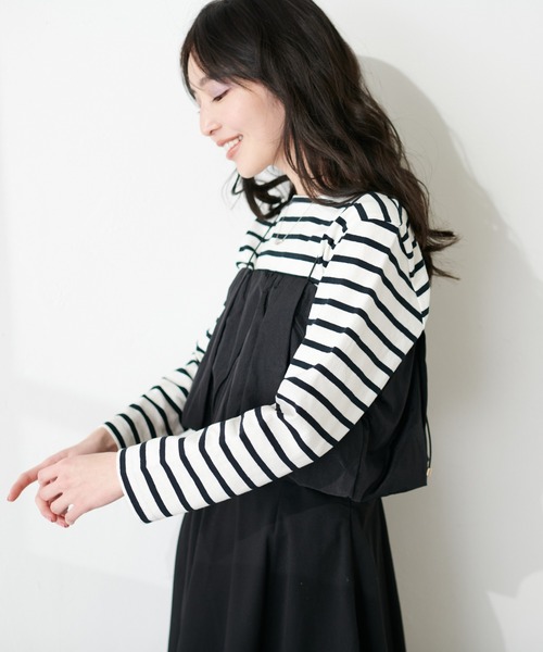 natural couture（ナチュラルクチュール）の「便利なベーシックボーダーT（Tシャツ/カットソー・レディース・ブラック/ベージュ/サックスブルー/ピンク/ブルー・FREE）」の8枚目の写真