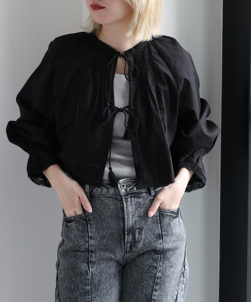 cepo（セポ）の「インド綿 フリンジボレロブラウス（シャツ/ブラウス・レディース・パープル/ブラック/オフホワイト・M）」の5枚目の写真