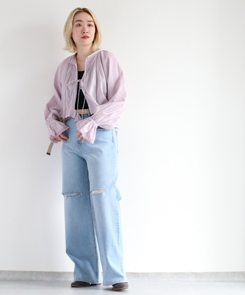 cepo（セポ）の「インド綿 フリンジボレロブラウス（シャツ/ブラウス・レディース・パープル/ブラック/オフホワイト・M）」の19枚目の写真