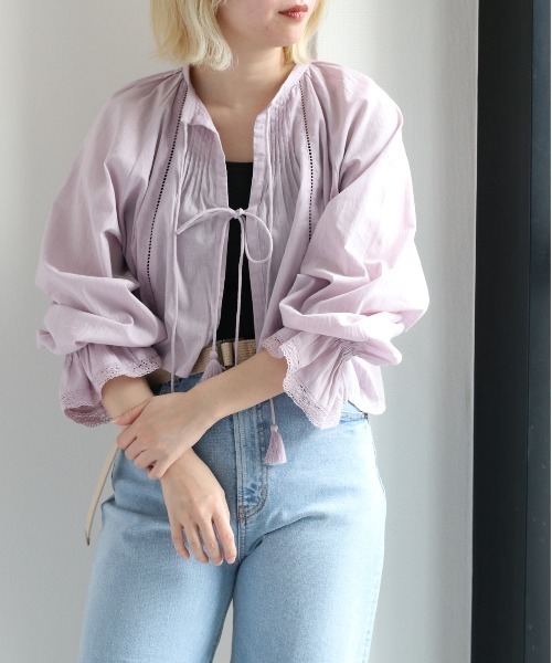 cepo（セポ）の「インド綿 フリンジボレロブラウス（シャツ/ブラウス・レディース・パープル/ブラック/オフホワイト・M）」の15枚目の写真