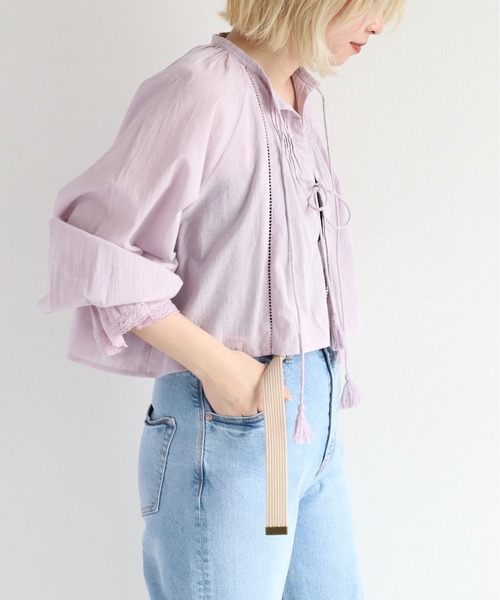 cepo（セポ）の「インド綿 フリンジボレロブラウス（シャツ/ブラウス・レディース・パープル/ブラック/オフホワイト・M）」の17枚目の写真