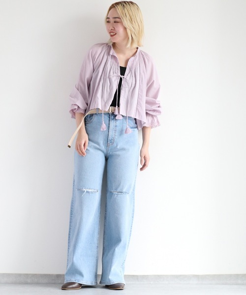 cepo（セポ）の「インド綿 フリンジボレロブラウス（シャツ/ブラウス・レディース・パープル/ブラック/オフホワイト・M）」の10枚目の写真