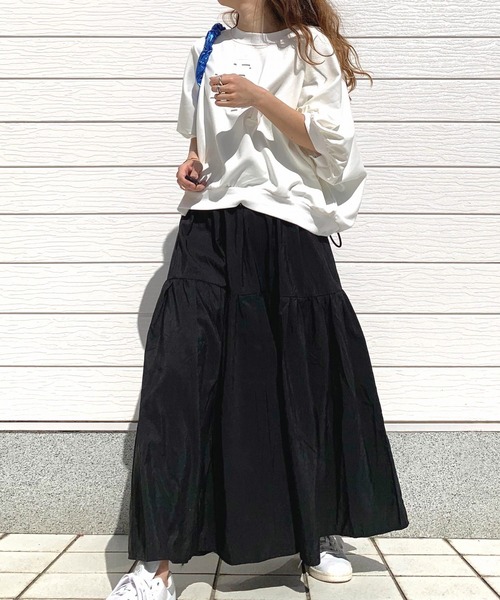 Q（キュー）の「ナイロンワッシャースカート（スカート・レディース・ブルー/ブラック・MEDIUM）」の3枚目の写真