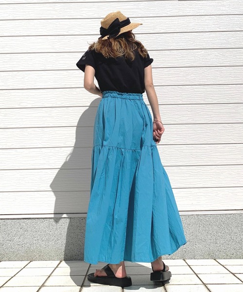 Q（キュー）の「ナイロンワッシャースカート（スカート・レディース・ブルー/ブラック・MEDIUM）」の7枚目の写真