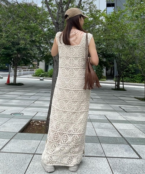 ENIM BY VICKY(エニムバイビッキー)の「クロシェロングワンピース《手洗い可能》(ワンピース・レディース・ブラック系その他/オフホワイト/ブラック・M)」の21枚目の写真