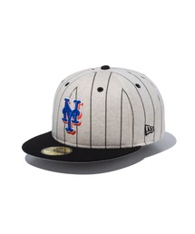 NEW ERA | NEW ERA NEW YORK METS OATMEAL HEATHER PINSTRIPE 59FIFTY（ニューエラ ニューヨーク・メッツ オートミール ヘザー ピンストライプ 5950）(キャップ)