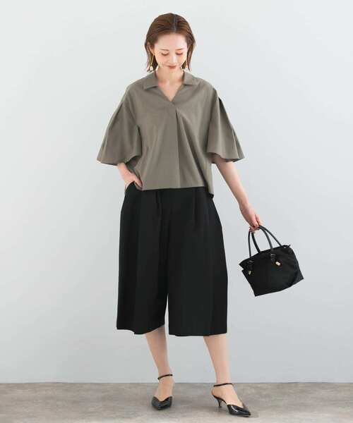 URBAN RESEARCH ROSSO WOMEN(アーバンリサーチ ロッソ)の「フレアスリーブショートシャツブラウス(シャツ/ブラウス・レディース・ホワイト/ストライプ/カーキ・FREE)」の9枚目の写真