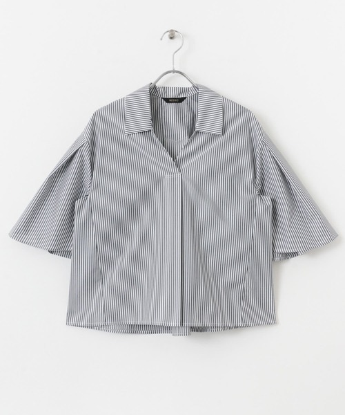 URBAN RESEARCH ROSSO WOMEN(アーバンリサーチ ロッソ)の「フレアスリーブショートシャツブラウス(シャツ/ブラウス・レディース・ホワイト/ストライプ/カーキ・FREE)」の13枚目の写真