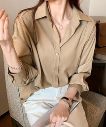 【新色追加】シャツブラウス 襟付き 長袖 レディース