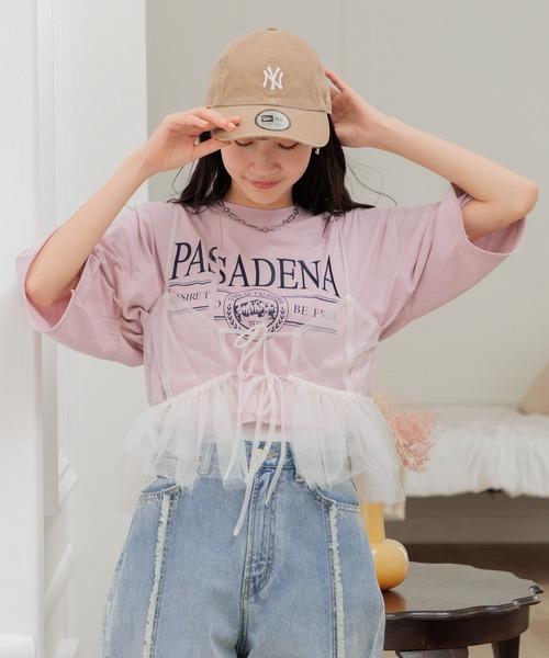 LOWRYS FARM（ローリーズファーム）の「リメイクショートＳＳ 115251（Tシャツ/カットソー・レディース・チャコールグレー/アイボリー/ピンク・FREE）」の19枚目の写真