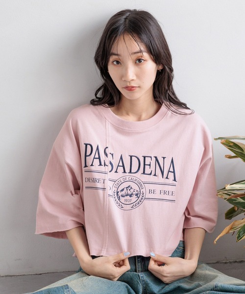 LOWRYS FARM（ローリーズファーム）の「リメイクショートＳＳ 115251（Tシャツ/カットソー・レディース・チャコールグレー/アイボリー/ピンク・FREE）」の5枚目の写真